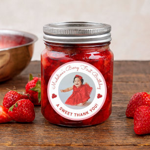 Cute Berry First Birthday A Sweet Thank You Classic Round Sticker