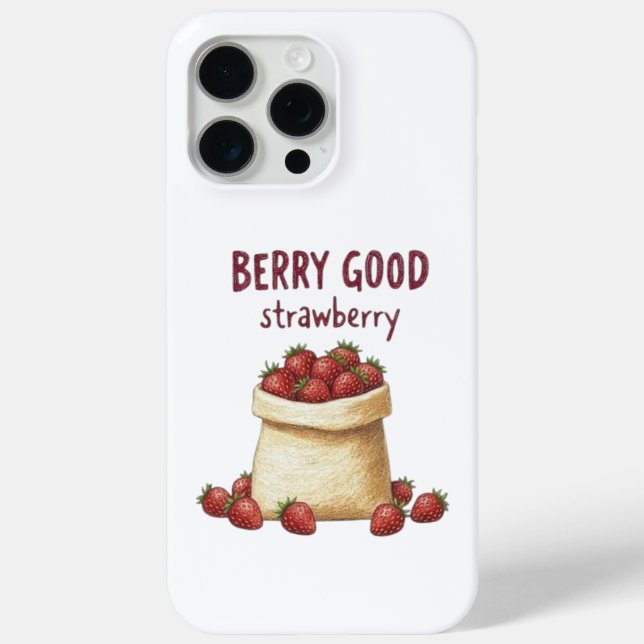 Cute Berry Good Strawberry Pun iPhone Case (Back)