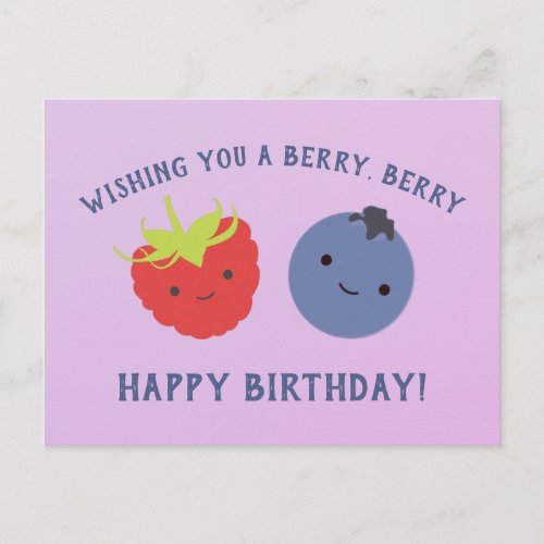 Cute Berry Happy Birthday Kawaii Berries Postcard