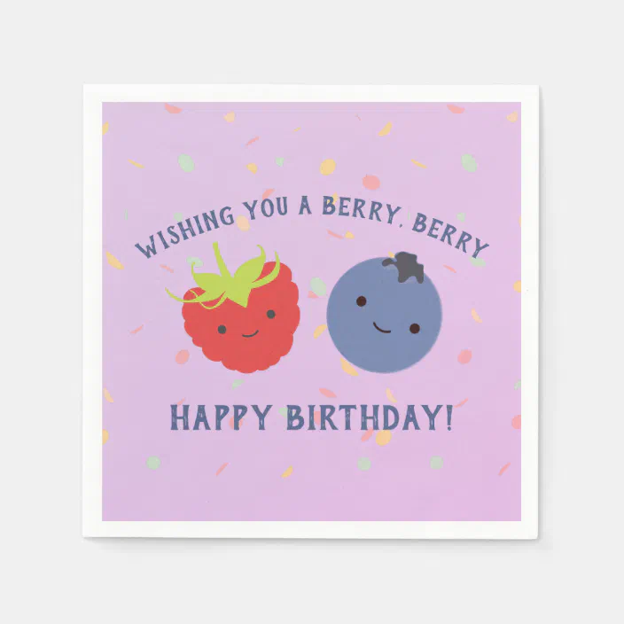 Cute Berry Happy Birthday Pun Kawaii Berries Napkins Zazzle Com