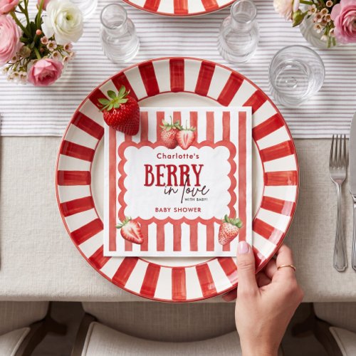 Cute Berry In Love Baby Shower Paper Napkin