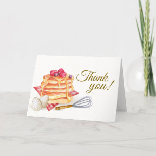 Cute Berry Pancake Egg Whisk Brunch Baby Shower  Letterpress Thank You Card