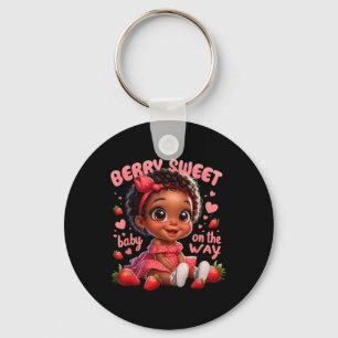 Cute Berry Sweet Baby On The Way Cute Pregnancy Co Keychain