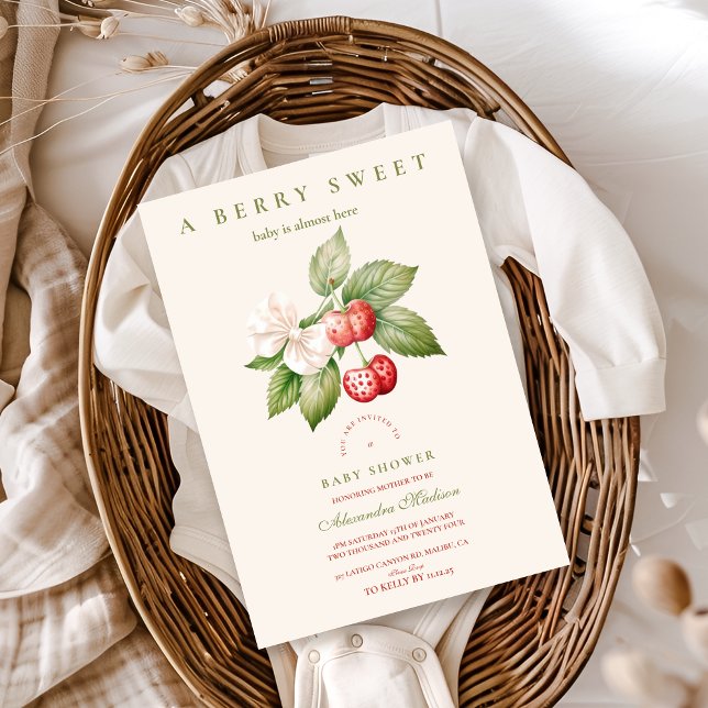 Cute Berry Sweet Coquette Baby Shower Invitation (Creator Uploaded)