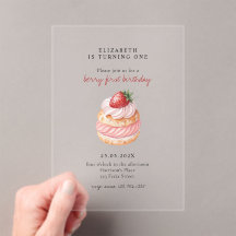 Cute Berry Sweet Pink First Birthday