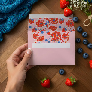 Cute Berry Sweet Strawberry Blueberry Baby Shower Envelope