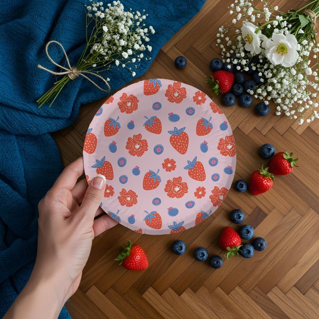 Cute Berry Sweet Strawberry Blueberry Baby Shower Paper Bowls (Cute Berry Sweet Strawberry Blueberry Baby Shower Paper Bowls)