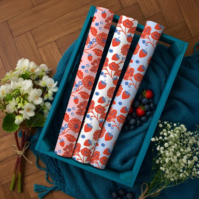 Cute Berry Sweet Strawberry Blueberry Baby Shower  Wrapping Paper Sheets (Cute Berry Sweet Strawberry Blueberry Baby Shower Wrapping Paper Sheets)