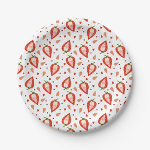 Cute Berry Sweet Strawberry Pattern Paper Plates