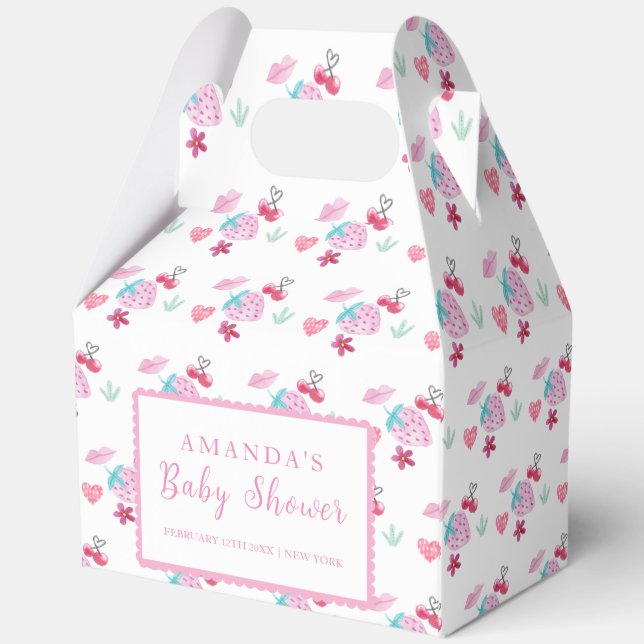 Cute Berry Sweet Sweetheart Valentine Baby Shower  Favor Boxes (Back)