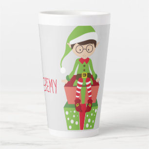 Cute Bespeckled Elf Personalized Latte Mug