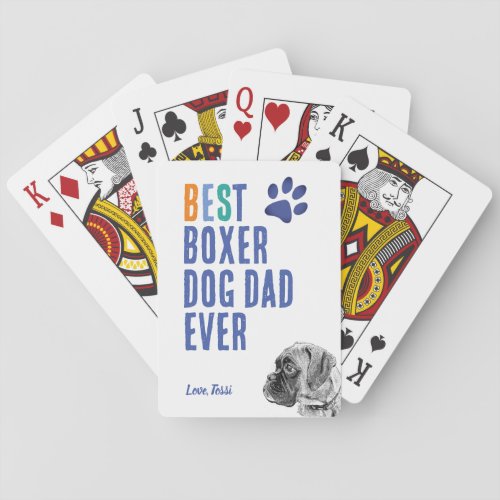 Cute best boxer dad dog lover playing cards