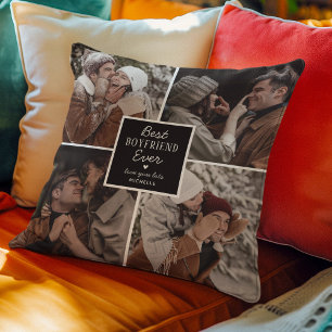 Cute Best Boyfriend Ever' 4 Photo Collage Throw Pillow