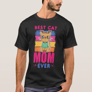 Cute Best Cat Mom Ever Chic Pattern  For Grandma M T-Shirt