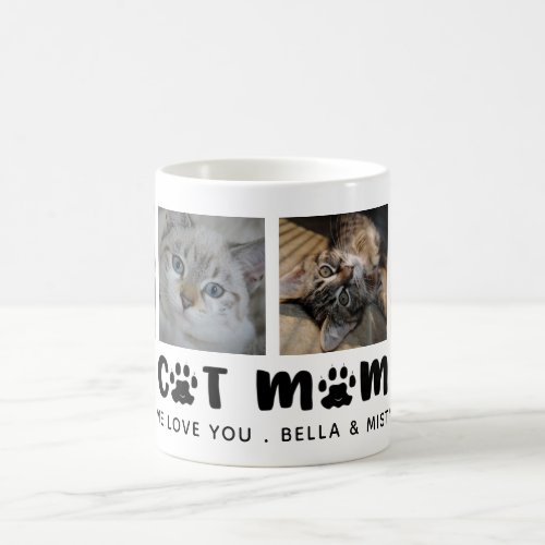 Cute BEST CAT MOM EVER Paw Print Photo Collage Coffee Mug