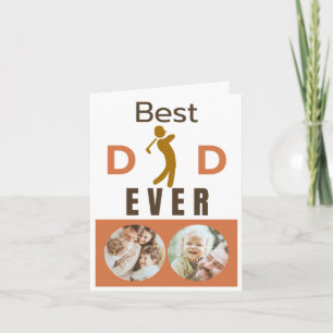 Cute Best Dad Ever Golfer Fathers Day Family Photo Card