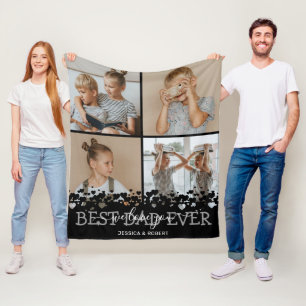 Cute Best Dad Ever Photo Collage Fleece Blanket