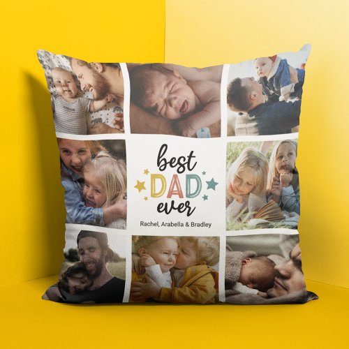 Cute Best Dad Ever Photo Collage Throw Pillow