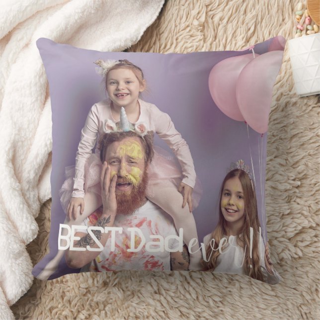 Cute Best Dad ever Photo Throw Pillow (Blanket)