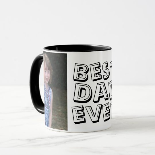 Cute Best Dad Ever Two Photo Black Father's Day Mug