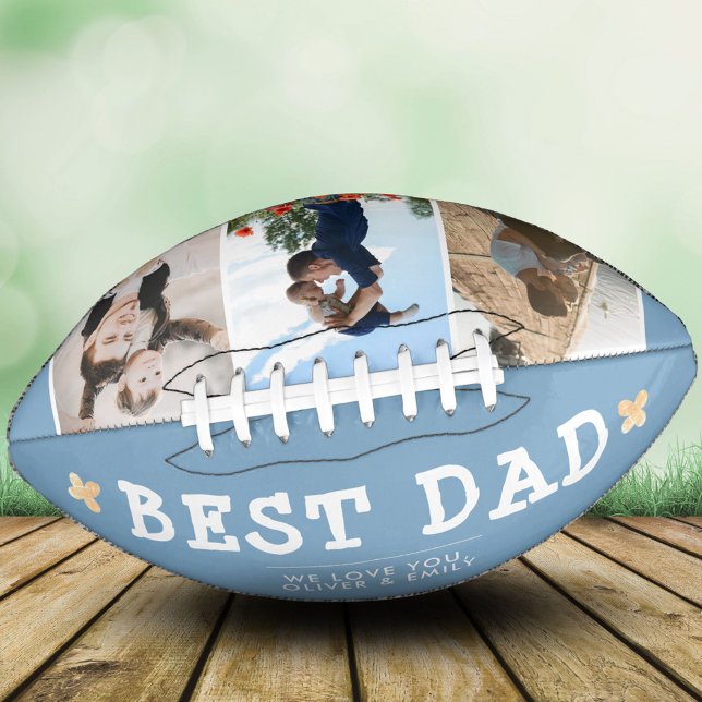 Cute Best Dad Family 3 Photo Collage Keepsake Football (Creator Uploaded)