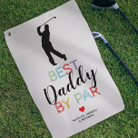 Cute Best Daddy By Par Golf Towel<br><div class="desc">Personalized gift for fathers day featuring the saying "best daddy by par" in a cute colorful typography design,  a red heart,  and the childrens names. This pro golfer towel is a perfect gift for your husband from the kids either on his birthday or on father's day.</div>
