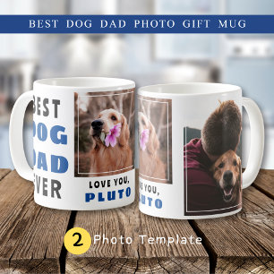 Cute Best Dog Dad Doggie Name 2 Photo Collage Coffee Mug