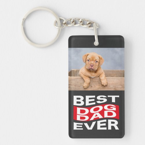 Cute Best Dog Dad Ever Pet Photo Custom Keychain