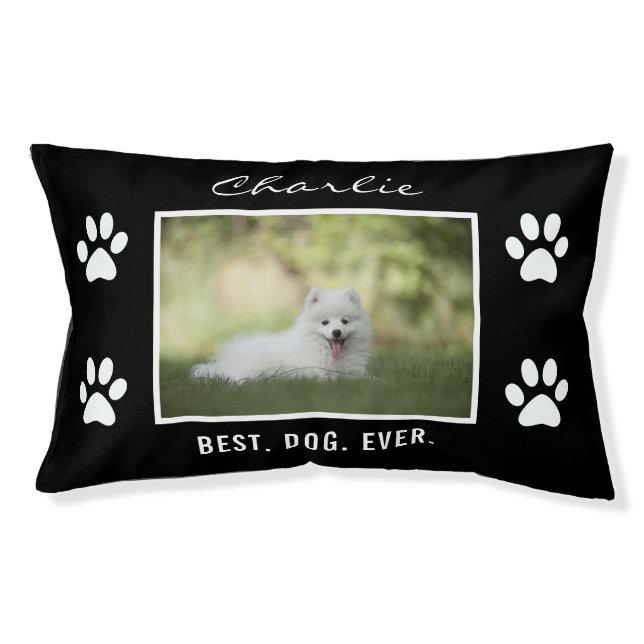 Cute Best Dog Ever Custom Photo Personalized Text Pet Bed (Front)