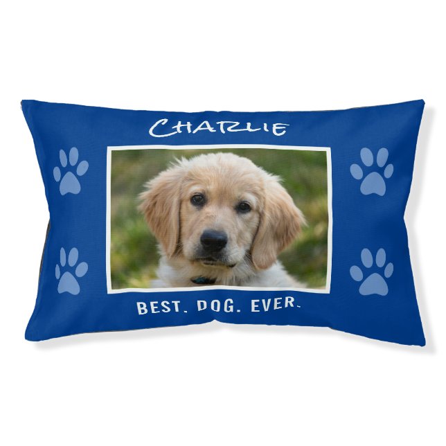 Cute Best Dog Ever Personalized Text Custom Photo Pet Bed (Front)