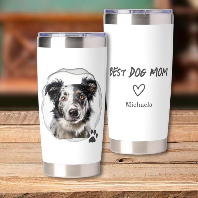 Cute Best Dog Mom Personalized Photo Insulated Tumbler (Creator Uploaded)