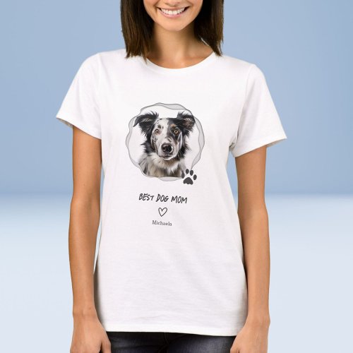 Cute Best Dog Mom Photo Womens T_Shirt