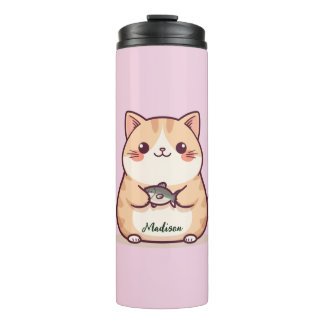 Cute Best fish cat mom custom script name Thermal Tumbler