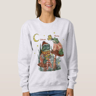 Cute Best Friend Frogs on Mushroom Christmas Sweat Sweatshirt