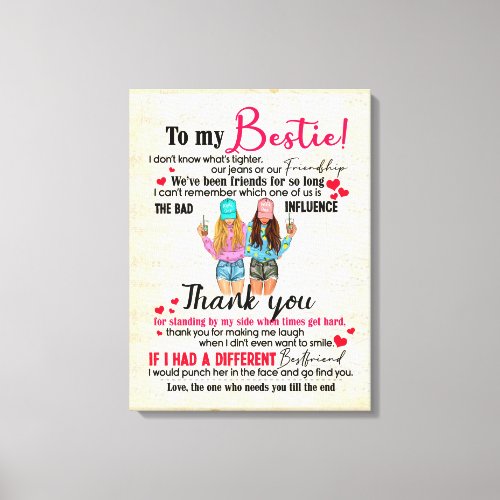 Cute Best Friend Gift Funny Friendship Day Gifts Canvas Print