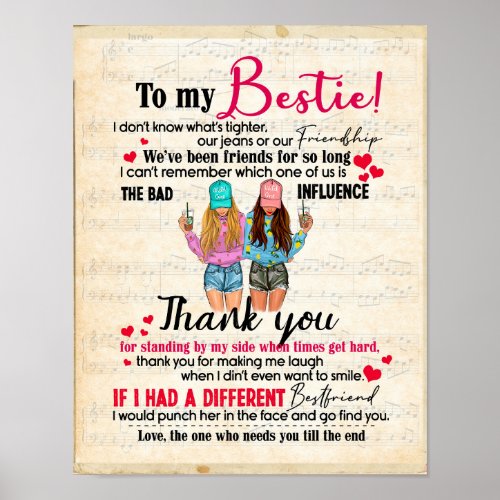 Cute Best Friend Gift Funny Friendship Day Gifts Poster