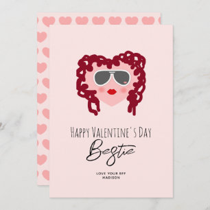 Cute Best Friend Girl Valentines Day Bestie Heart Holiday Card