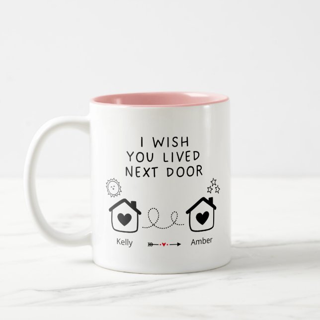 Cute Best Friend Long Distance Friendship Two-Tone Coffee Mug (Left)