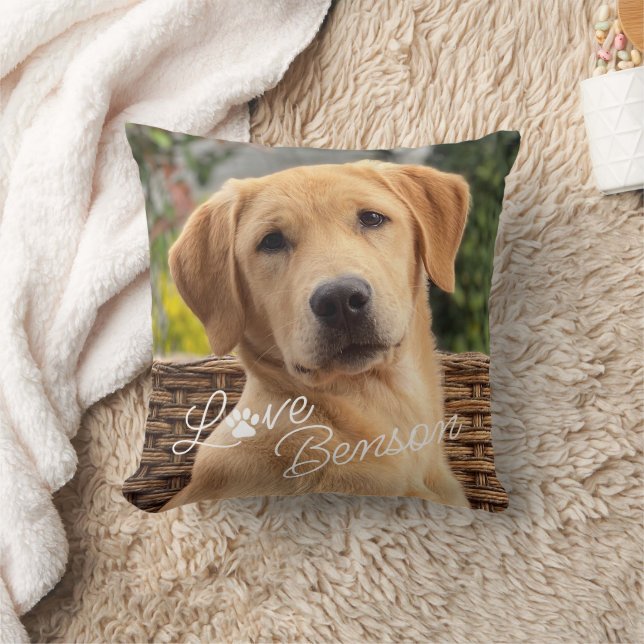 Cute Best Friend Picture Love Paw Print Heart Throw Pillow (Blanket)