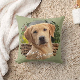 Cute Best Friend Picture Love Paw Print Heart Throw Pillow