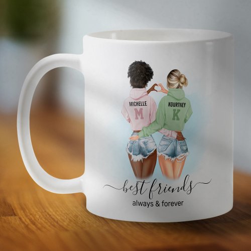 Cute Best Friends BFF Monogram Coffee Mug