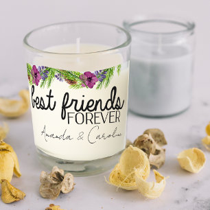 Cute Best Friends Forever BFF Photo Floral Wreath Scented Candle