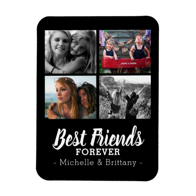 Cute Best Friends Forever Photo Collage Fridge Magnet (Vertical)