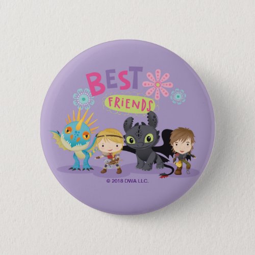 Cute Best Friends Hiccup  Astrid With Dragons Button