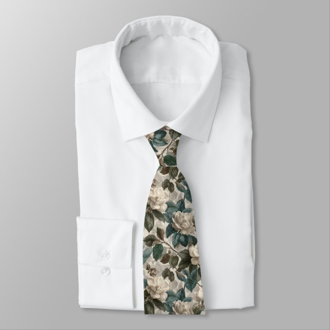 Cute Best Gifts For Men Gardenias Neck Tie (Tied)