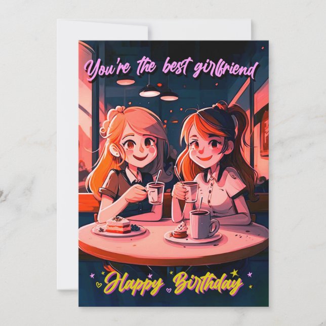 Cute Best Girlfriend Birthday Card (Front)
