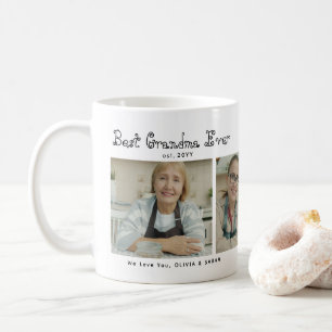 Cute Best Grandma Ever 3 Photo Collage Heart  Coffee Mug