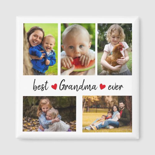 Cute Best Grandma Ever 5 Photo Custom  Magnet