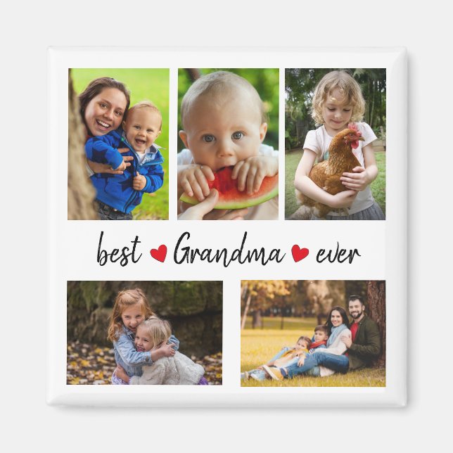 Cute Best Grandma Ever 5 Photo Custom  Magnet (Front)