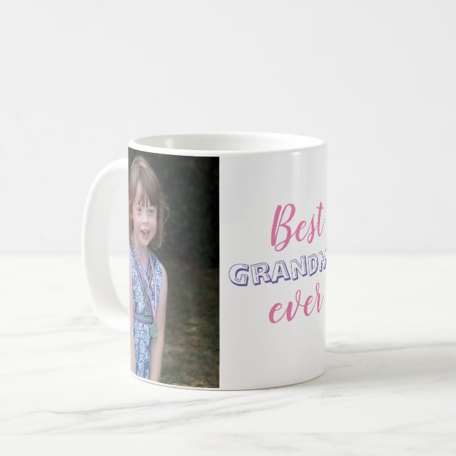 Cute Best Grandma Ever Custom Photo Coffee Mug (Front Left)